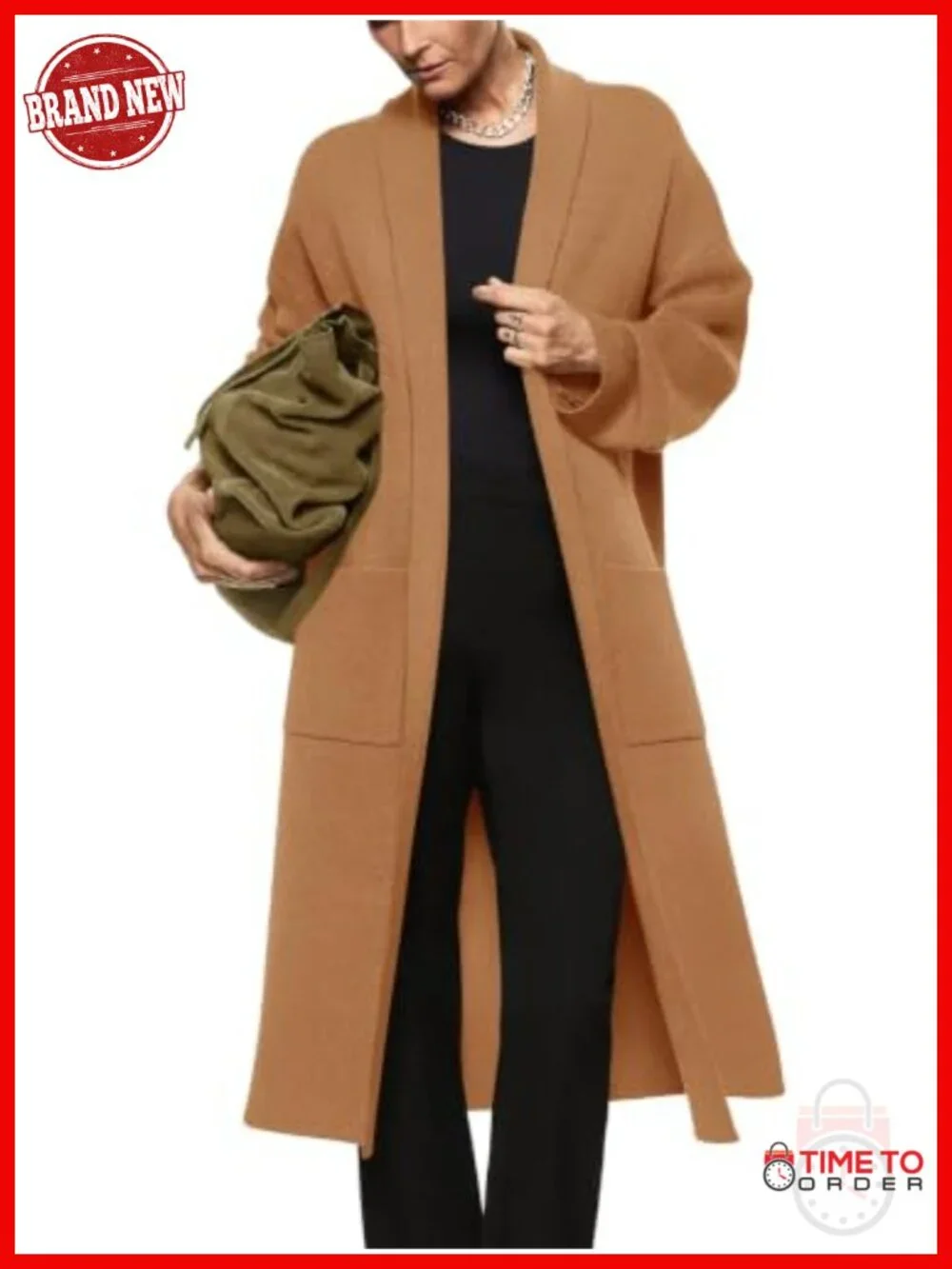 Women's Oversized Long Cardigan Chunky Open Front Knit Coat Cozy